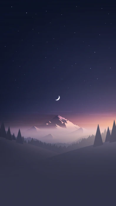 clear sky digital art starry night Moon nature forest 2k