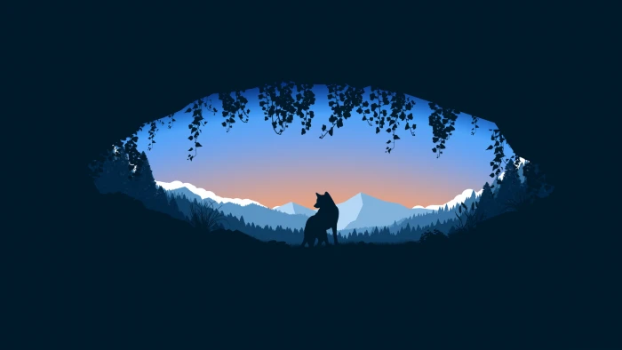 digital art fox landscape nature fantasy minimalism 2k