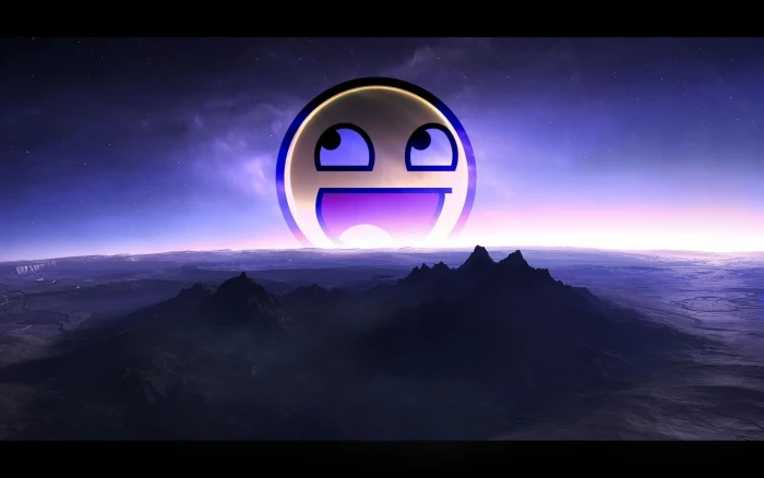 Emoticon illustration horizon memes awesome face mountains 2k