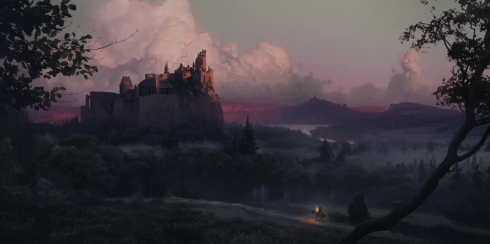 fantasy art artwork The Witcher castle 2k