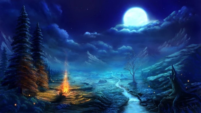 forest illustration digital art fantasy nature landscape 2k