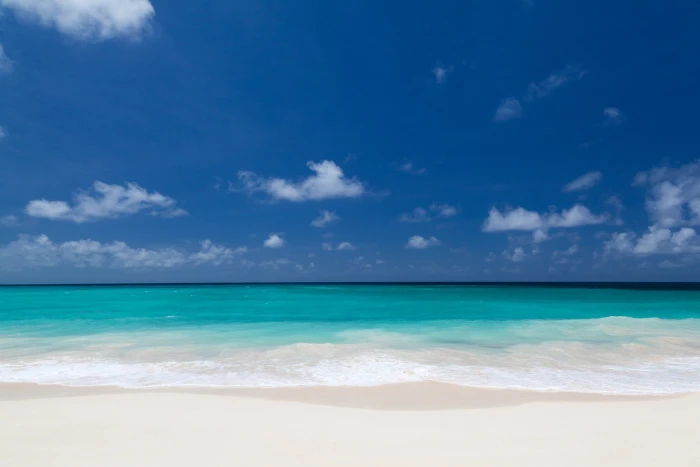 beach blue clouds coastline nature landscape sand sea 2k