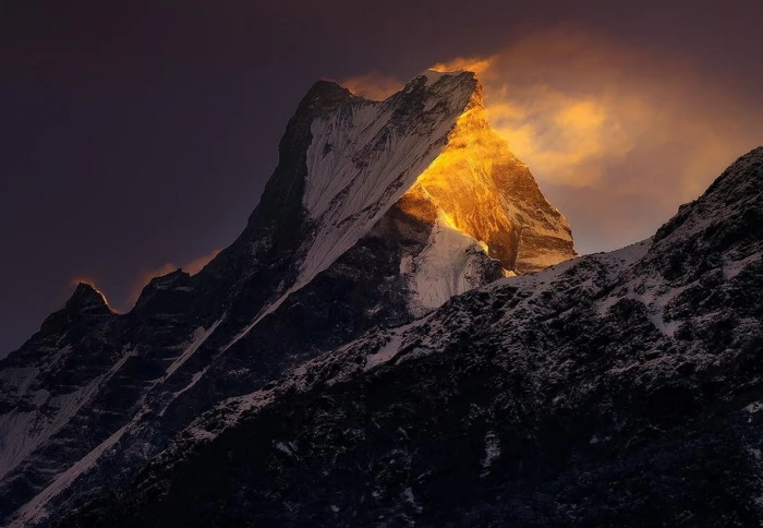 gray mountain landscape nature mountains snowy peak wind