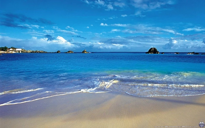 blue sky beach horizon nature clouds water sea land cloud