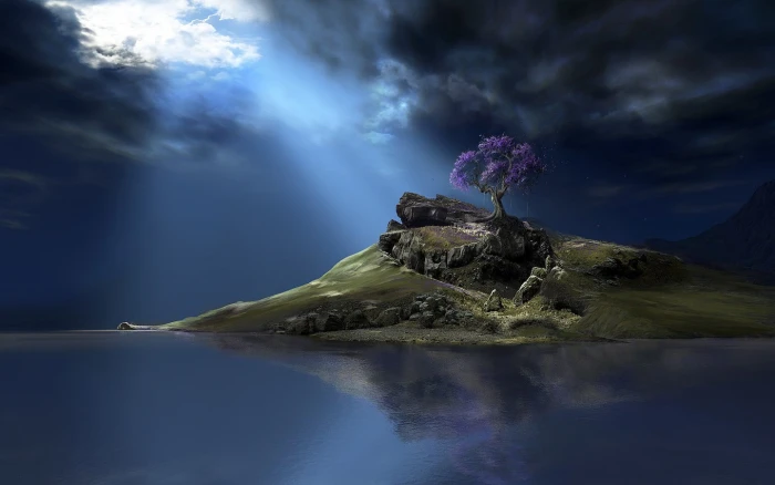 green mountain digital art CGI nature hills mountains rock
