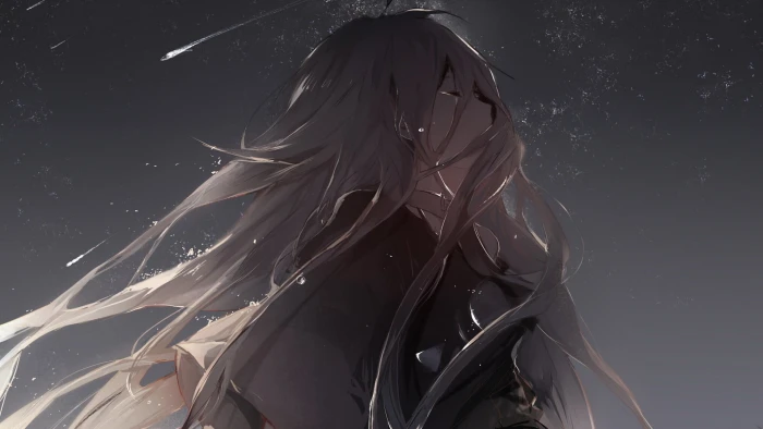 female blonde hair character gray haired anime illustration 2k
