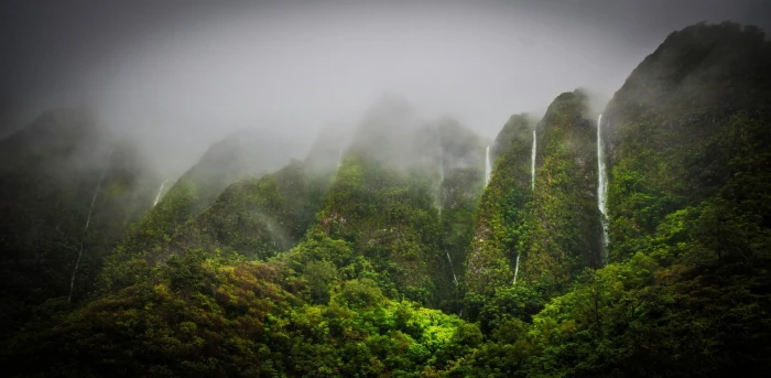 green mountains nature landscape oahu Hawaii tropical forest 2k