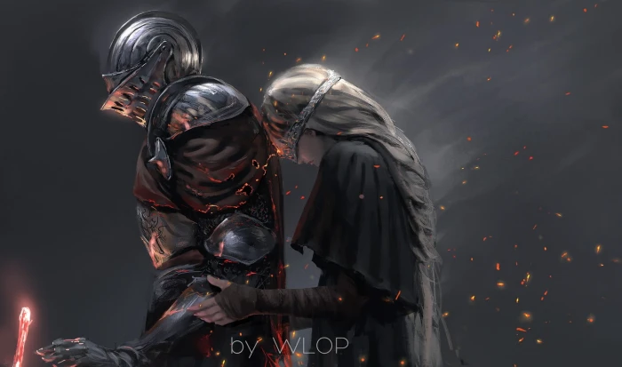 knight and Princess wallpaper fantasy art digital Dark Souls III