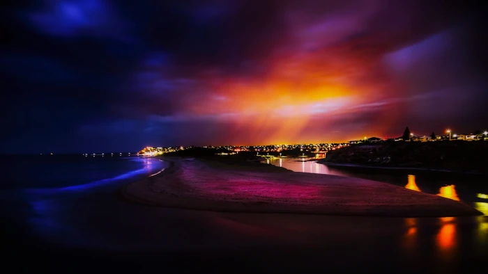 lighted cityscape digital wallpaper photo sunset australia 2k
