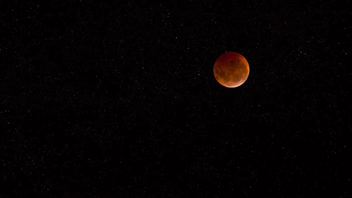 moon illustration Red stars Blood night sky starry 2k