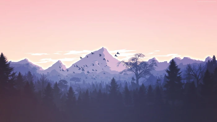 mountain and forest digital art landscape mountains fan 2k