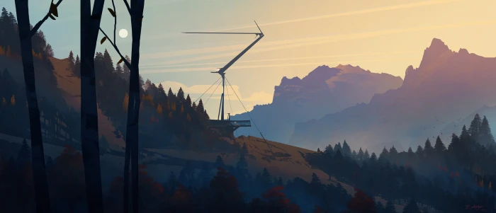 mountain illustration landscape digital art minimalism fan 2k
