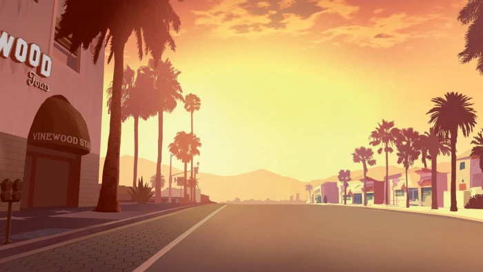 road between buildings illustration the game street GTA 2k