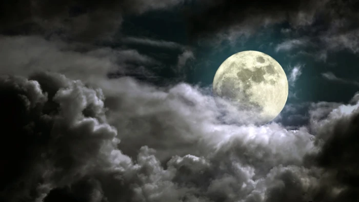 Nature Full Moon Dark Moonlight Sky Clouds 2k