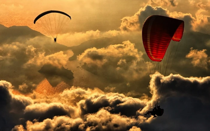 Nature Landscape Paragliding Aerial View Clouds Mountain