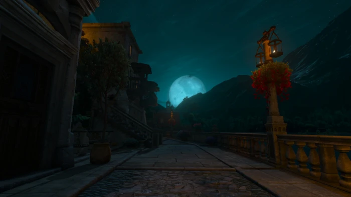 The Witcher 3 Wild Hunt Moon night video games architecture 2k