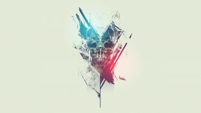 skull illustration digital art abstract white background Justin Maller 2k