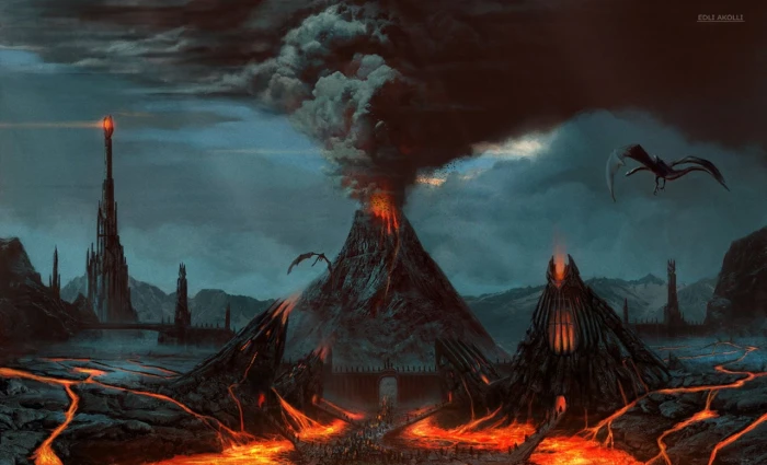 volcano eruption wallpaper The Lord of the Rings Mordor Nazg l