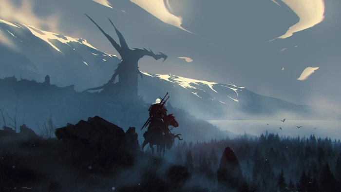 warrior The Witcher 3 Wild Hunt fantasy art 2k