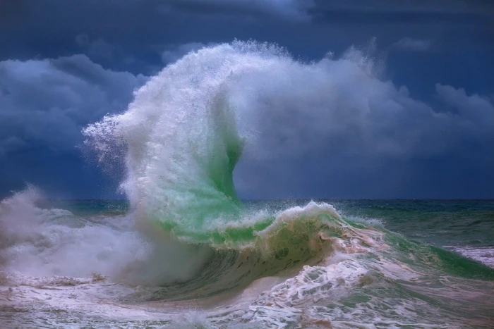 waves sea wind clouds nature landscape water