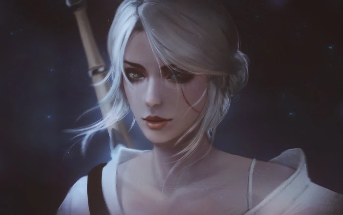 white haired female anime character illustration fan art portrait 2k