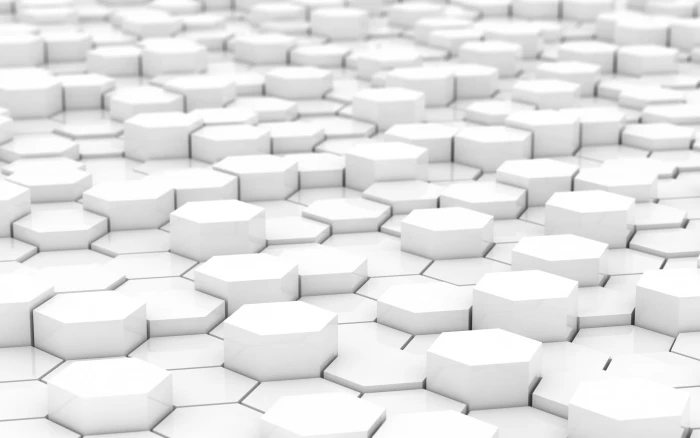 white hexagonal tiles platform simple abstract digital art 2k