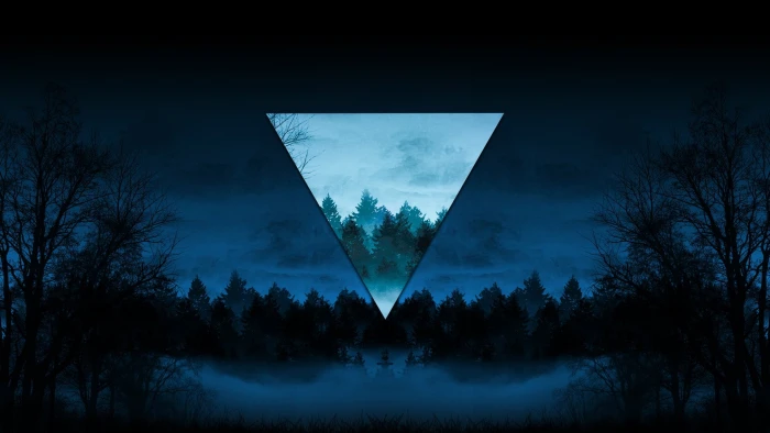Abstract Polyscape Blue Dark Fog Nature Night Tree Triangle 2k