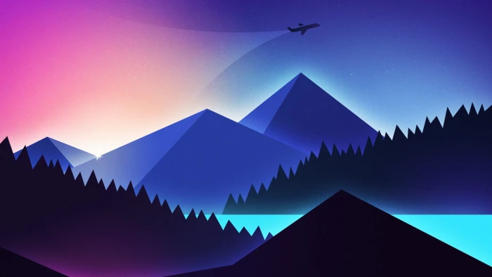 abstract mountain airplane pink minimalistic minimalism 2k