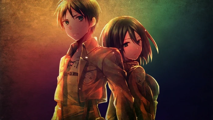 animated wallpaper Shingeki no Kyojin Eren Jeager anime Mikasa Ackerman 2k