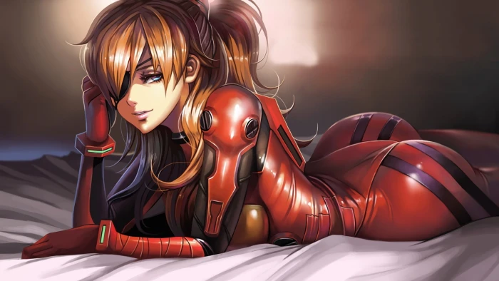 Anime Girls Asuka Langley Soryu Eye Patch Neon Genesis Evangelion 2k