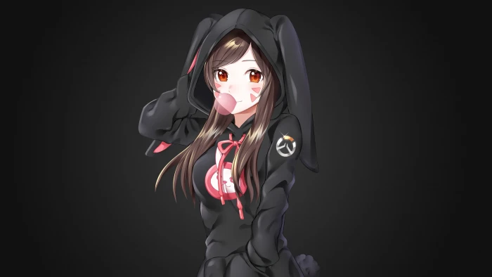 anime woman wearing black bunny costume illustration girls 2k 4k