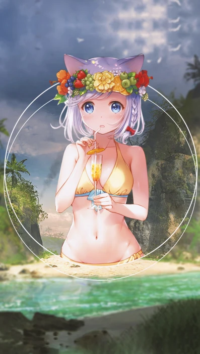 anime girls picture in beach