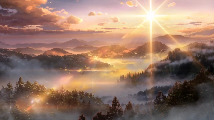 anime sunset landscape Japan Your Name forest Kimi no Na Wa 2k