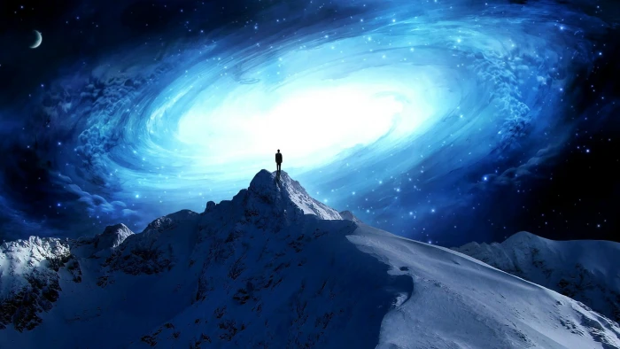 anime sky snow landscape weather sun clouds water clear 2k