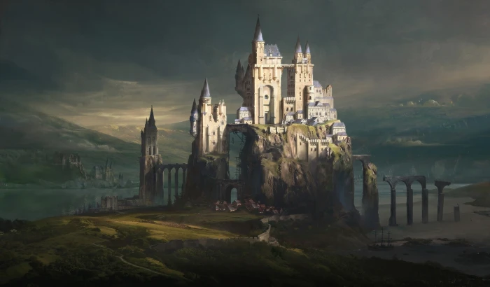 artwork fantasy art castle landscape 2k
