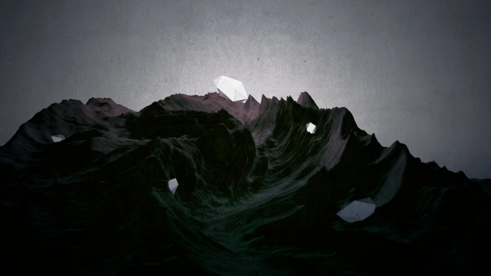 black mountains minimalism digital art dark abstract nature 2k