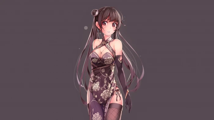 black haired female anime character illustration original characters 2k