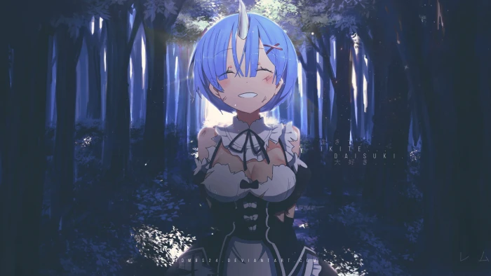 blue haired female anime illustration Re Zero Kara Hajimeru Isekai Seikatsu 2k