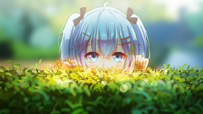 blue haired anime character female animal illustration 2k