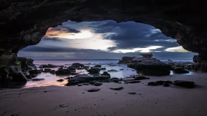 body of water and rock nature beach sea sky object 2k