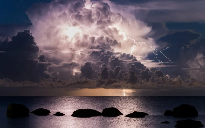 body of water and sea cloud nature landscape lightning 2k