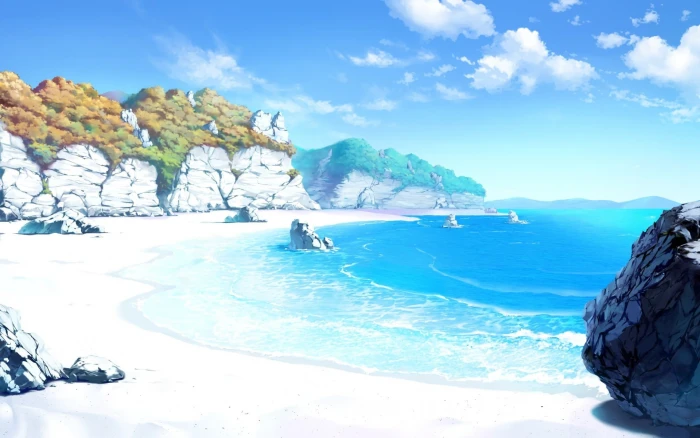 body of water illustration near cliff during daytime 2k