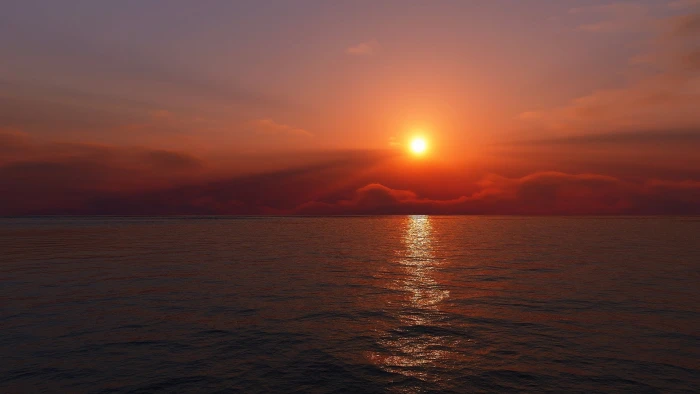 body of water sea sunset sky sunlight nature clouds horizon 2k
