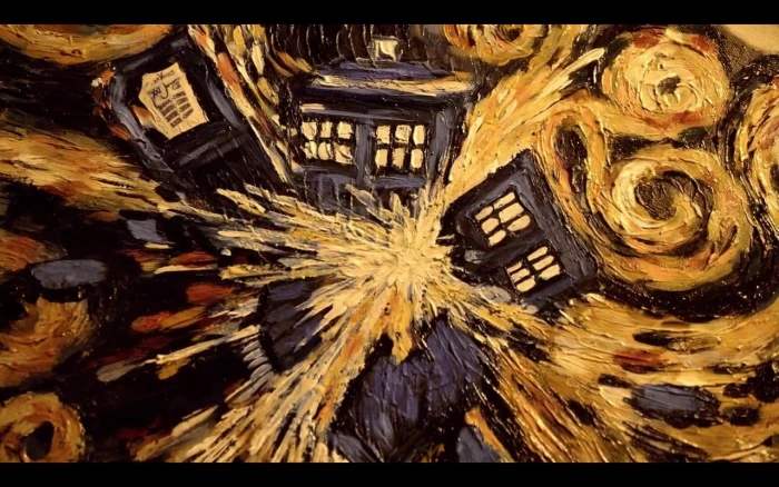 brown and black abstract painting Doctor Who TARDIS Vincent van Gogh