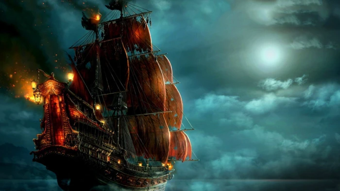 px artwork fantasy Art Sailing Ship ship Nature Trees HD 2k