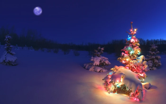 Christmas tree wallpaper holiday christmas lights landscape 2k