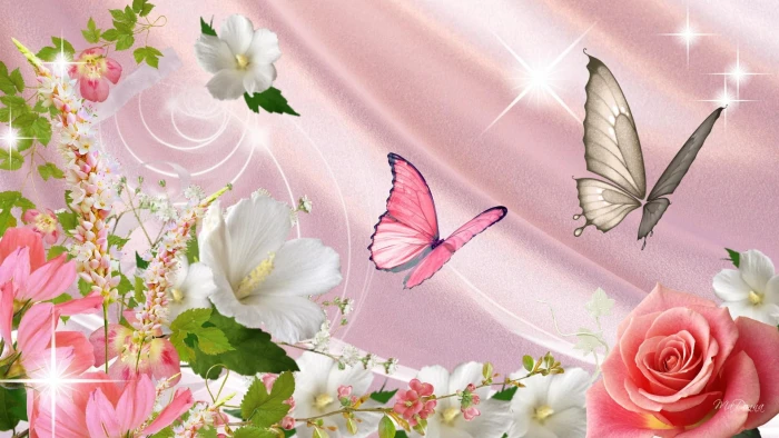 Abundance Of Flowers flowers and butterflies wallpaper roses 2k