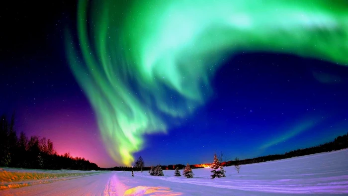 colored sky aurora borealis northern lights nature 2k
