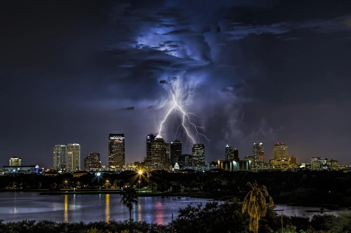 building lot Tampa Florida USA city cityscape lightning 2k