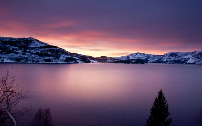 clear body of water nature landscape mountains snow winter 2k